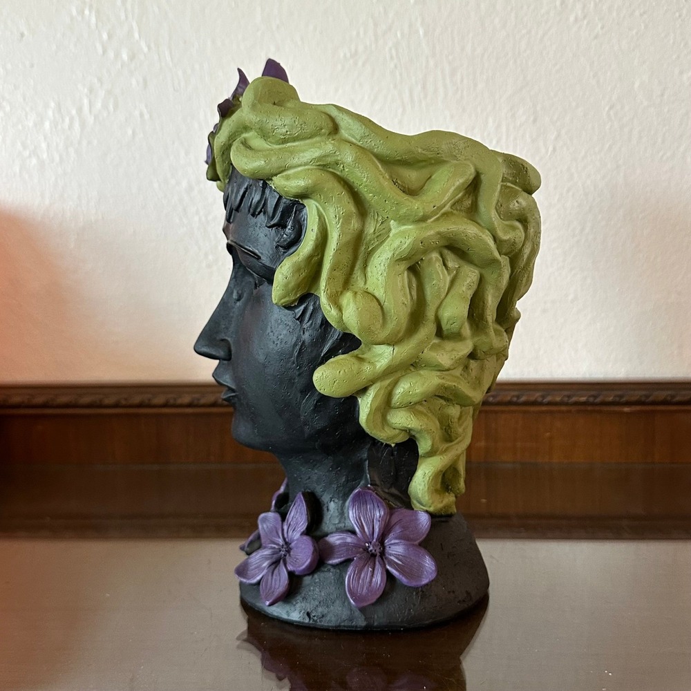 Ashland Halloween Medusa Head Floral Container Black Green Purple Decor 716363 - Picture 4 of 5
